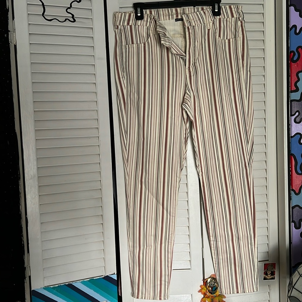 Cream and Rose Striped Pants, Jean Like
